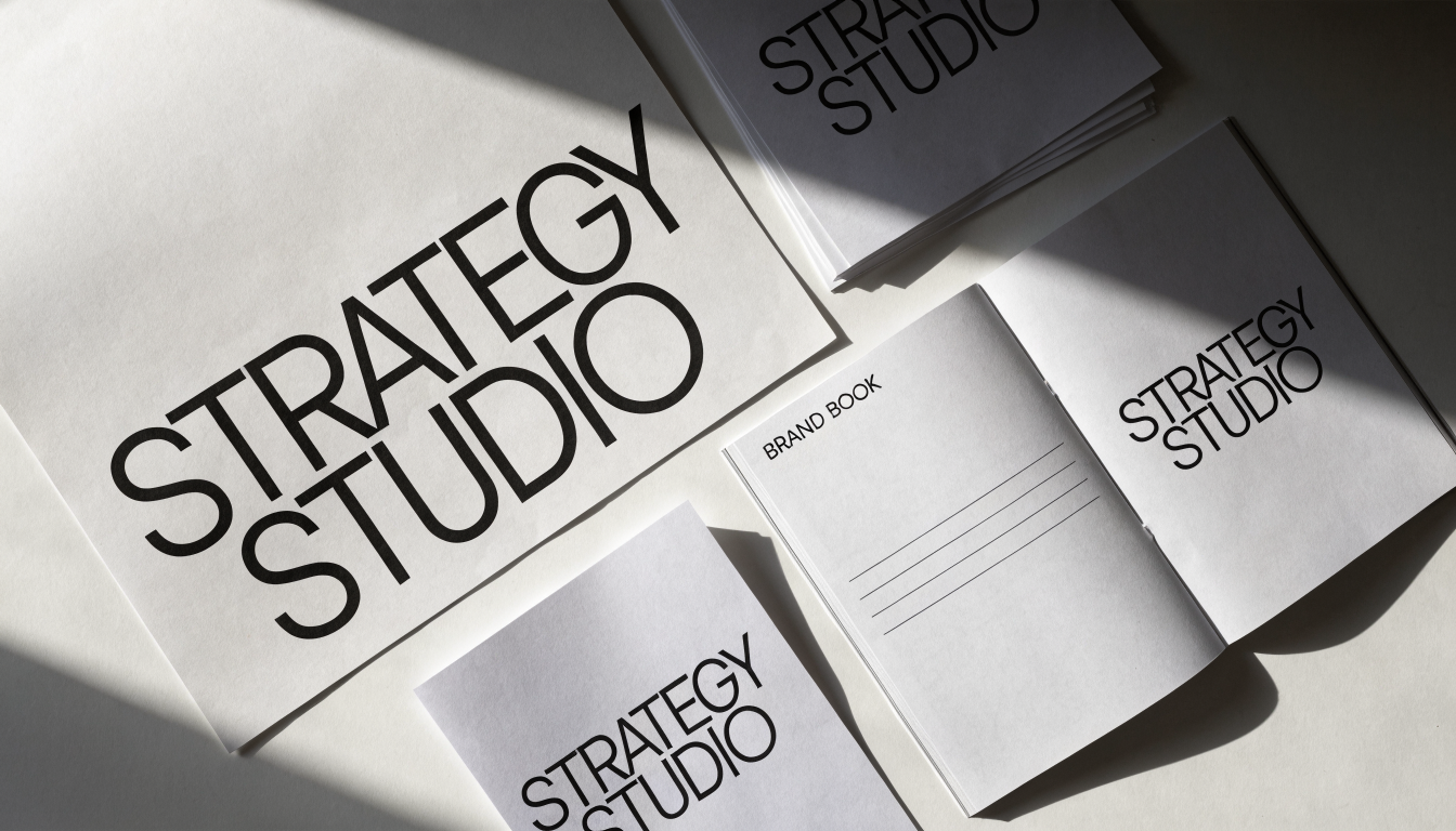 Pixeprint brand book and stationery arranged on paper